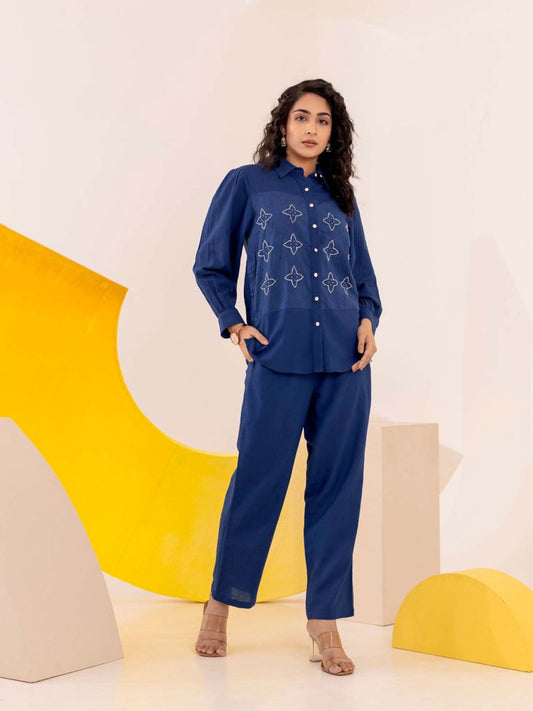 Purna Hibis Embroidery Cotton Co-Ord (Set of 2)